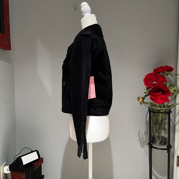 NEW Juicy Couture Corduroy Ribbed Structured Moto Jacket Asymmetrical Zip Black… - Picture 7 of 16